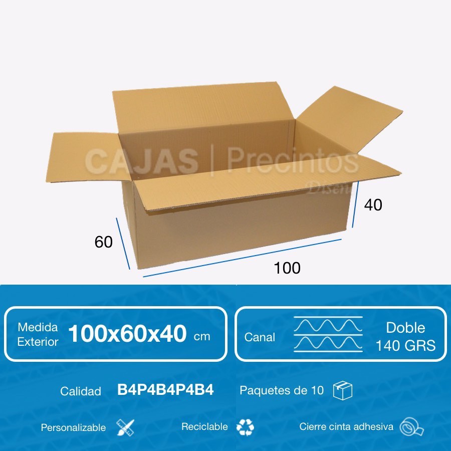 Caja de Cartón 100x60x40 cm Canal Doble con 4 solapas. Especial para 1  juego de mantas - Cajas y Precintos