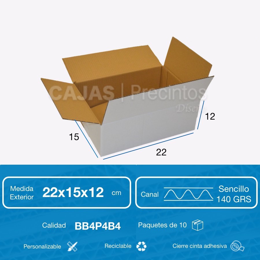 Caja de Cartón 22x15x12 cm - Cajas y Precintos