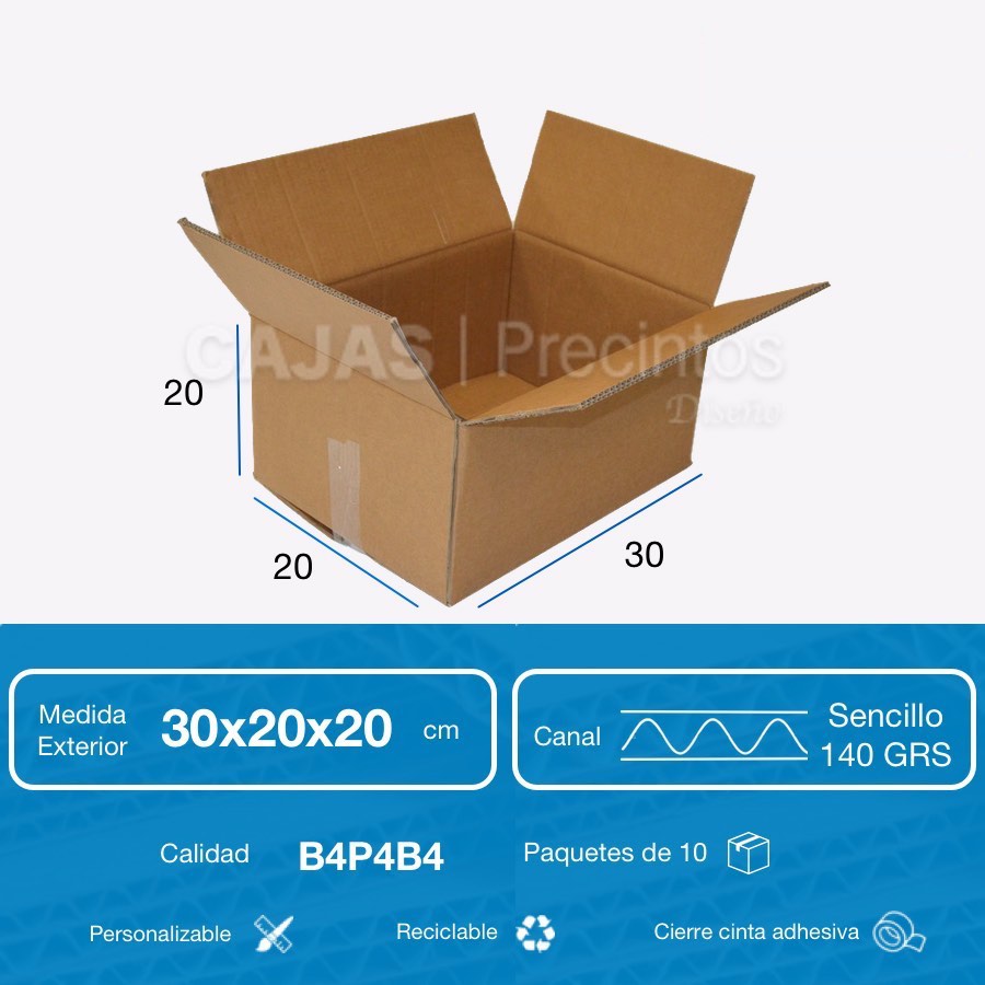 Canal Simple Reforzado Kartox Pack 25 unidades Dimensiones 30 x 20 x 20 cm Cajas de Cartón de Almacenamiento 