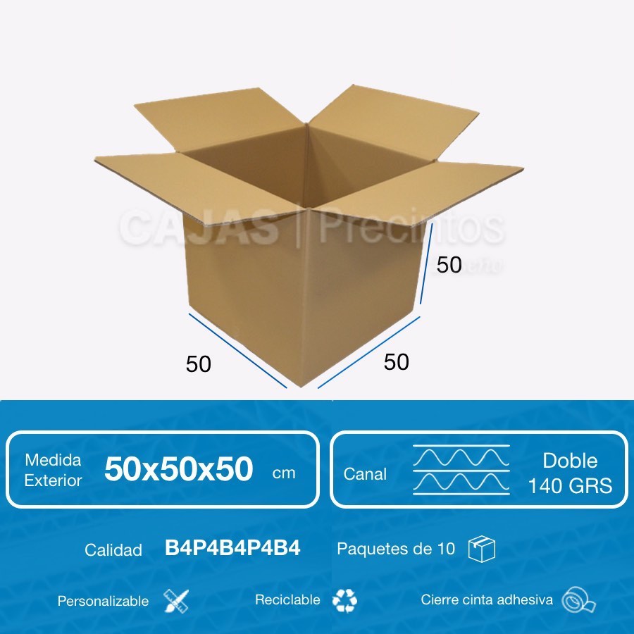 Caja de Cartón 50x50x50 cm Canal - Cajas Precintos