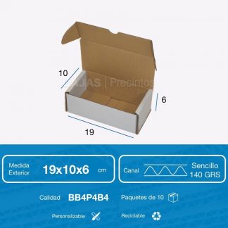 Caja de Cartón Automontable con tapa incorporada 19 x 7 x 7 cm - Caja Cartón  Embalaje .Com