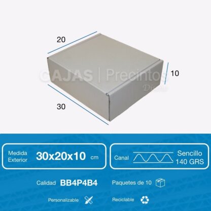 Caja Cartón 30x20x10 Automontable