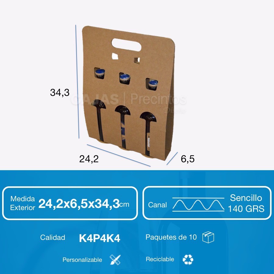 Caja Cartón con asa para 3 botellines de cerveza - Cajas Precintos