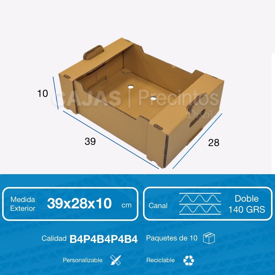 Caja Cartón 39 x 10 cm para frutas y verduras hasta kg. - Cajas y