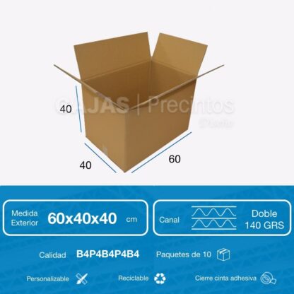 1 caja de cartón de doble onda 60 x 40 x 40 cm embalaje para envío/almacenamiento/mudanzas caja neutro KSCST24242BC 