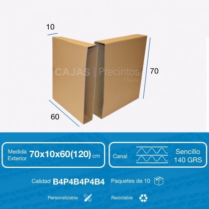 Caja Cartón 70 x 10 x 60 cm Extensible para Cuadros y TV