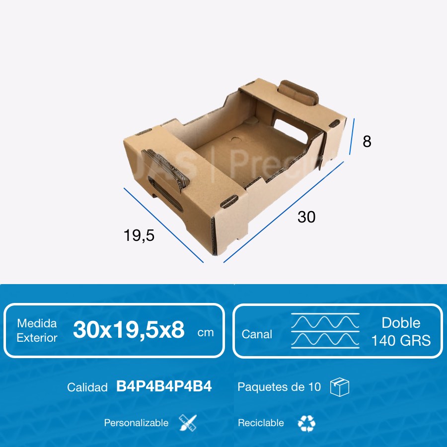 Caja Cartón 30 19,5 8 cm para y Verduras soporta 2 kg. - Cajas y Precintos