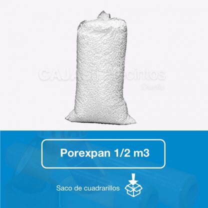Bolsa de 1/2 metro cúbico Rellena de Material en Porexpan con Forma de “Gusanillo”