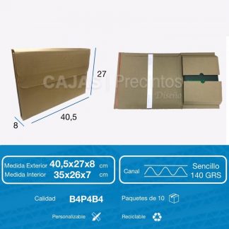 Caja Cartón 26.5x11x10.5 cm Automontable con Tapa - Cajas y Precintos