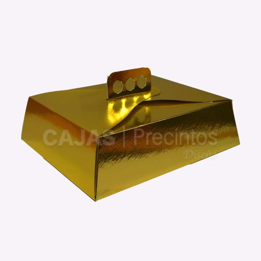 Caja para tarta 39 x 32 x 8 cm en color dorado - Cajas y Precintos