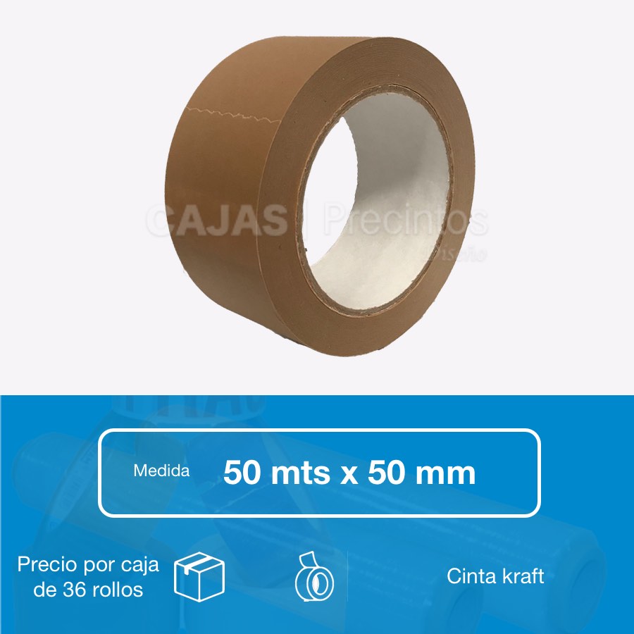 ▷ CINTA ADHESIVA PAPEL KRAFT 50MM X 50MTS