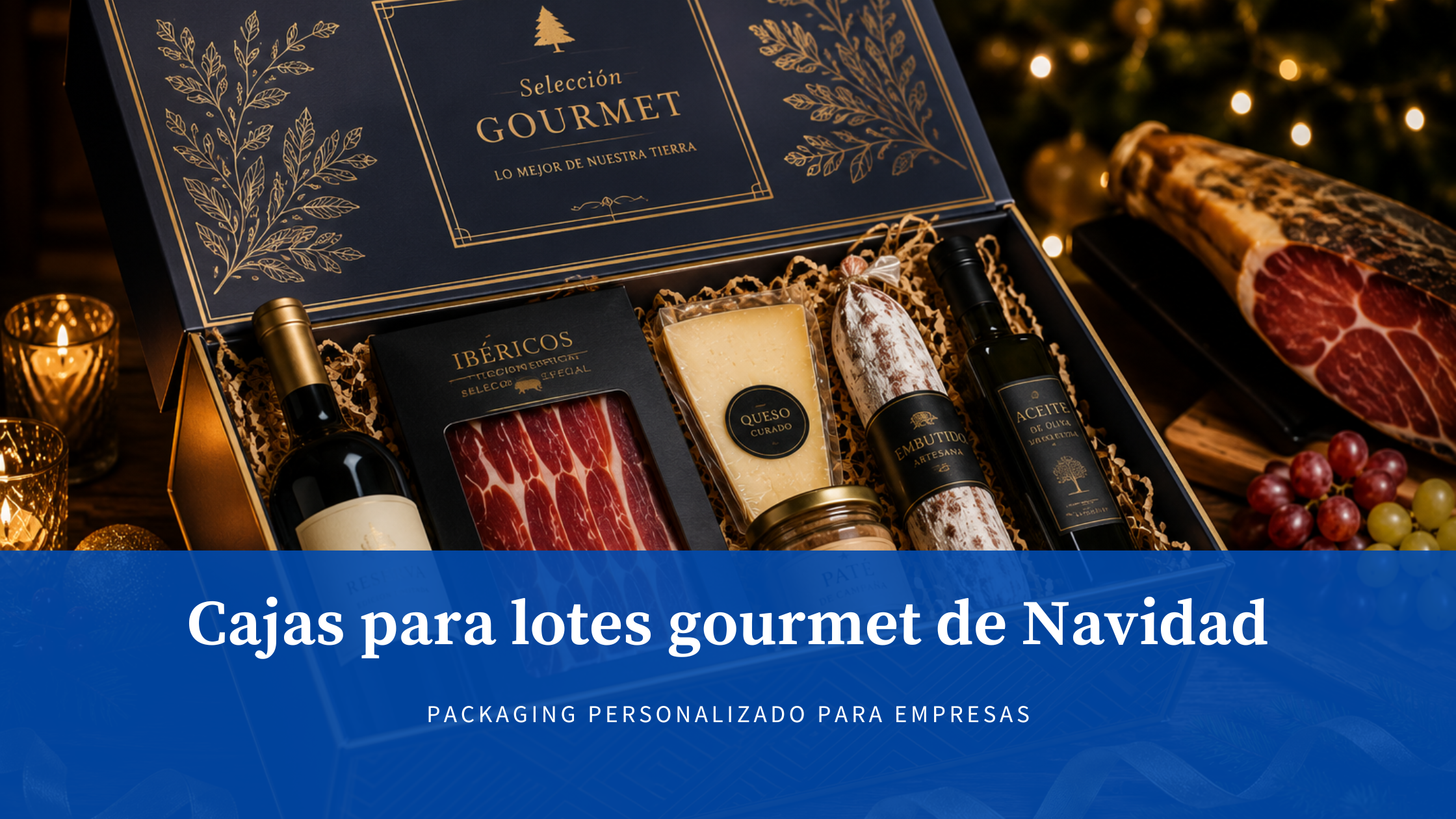 Cajas para lotes gourmet de Navidad personalizadas